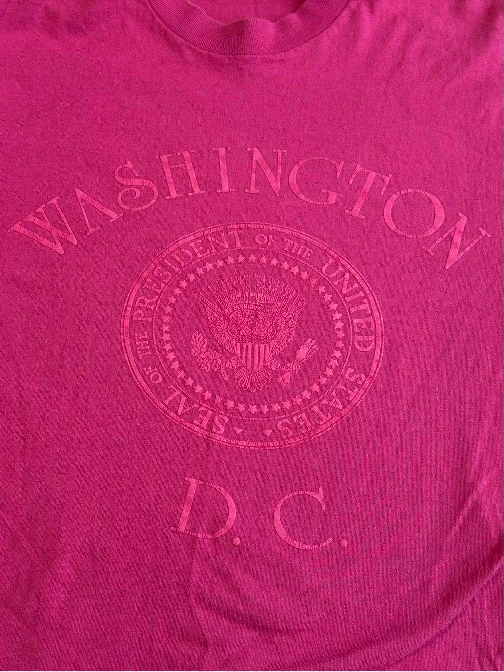 Vintage Washington DC Pink Tonal Mockneck Graphic Tee (100% Cotton)
